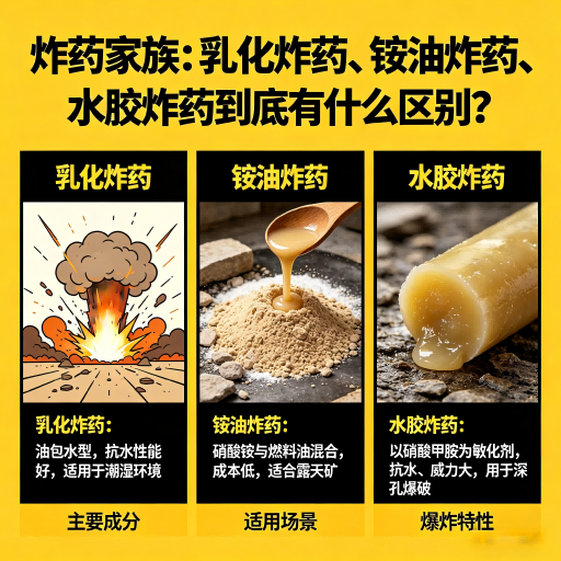 加查炸药家族：乳化炸药、铵油炸药、水胶炸药到底有什么区别？